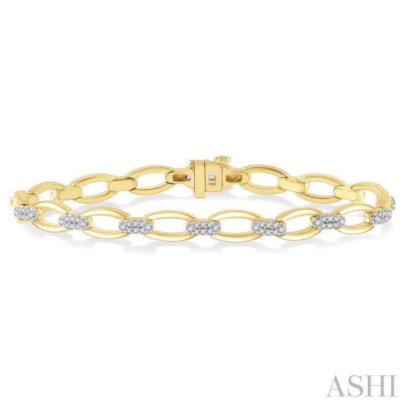 Davis Classics 14k Yellow Gold Open Link Diamond Fashion Bracelet