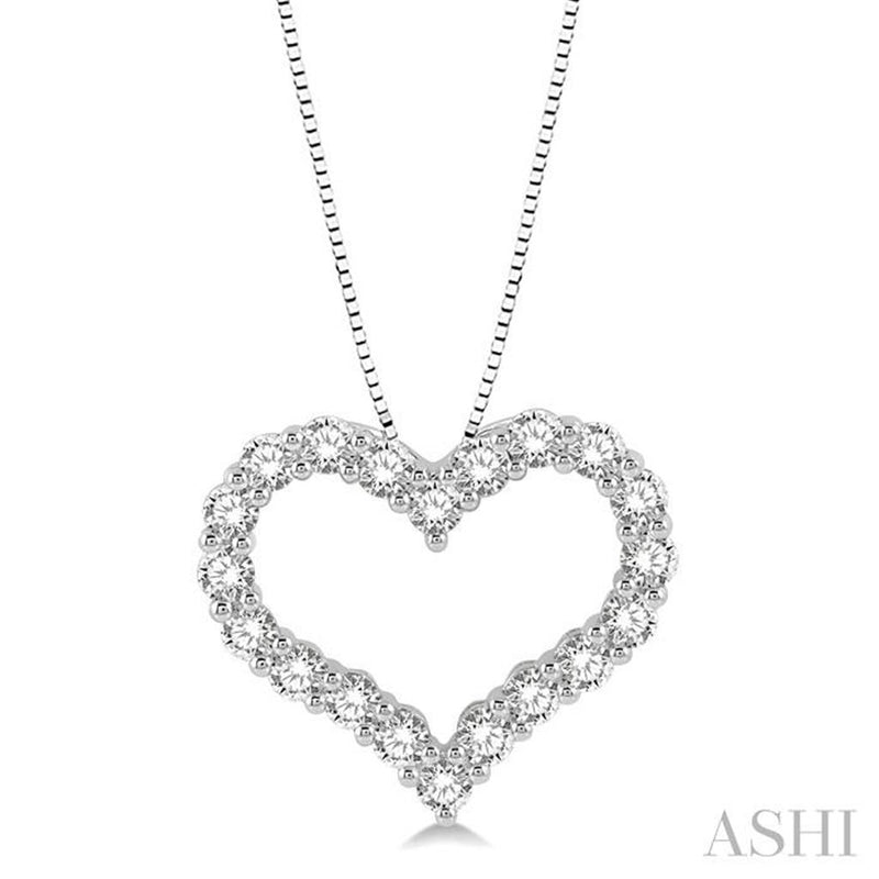 Davis Classics 14k White Gold Diamond Heart Pendant Necklace