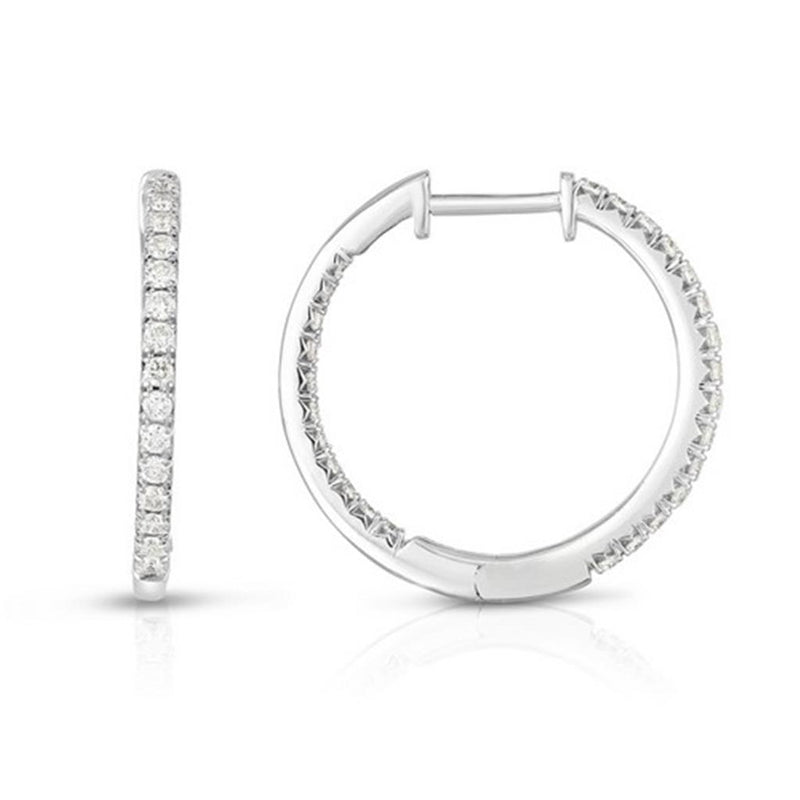 Davis Classics 14k White Gold In/Out Diamond Hoop Earrings