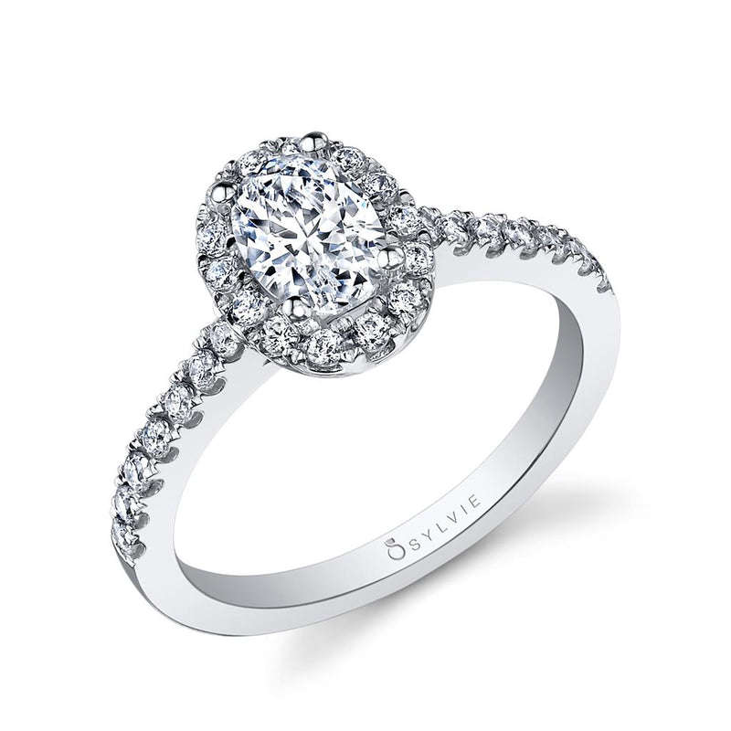 Sylvie Halo Diamond Engagement Ring Setting in 14k White Gold