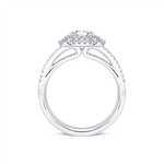 Davis Classics Proposal Ready Double Halo Multi Row Diamond Engagement Ring in 14k White Gold.