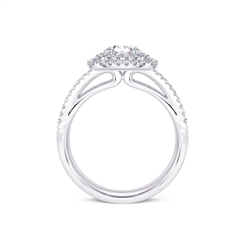 Davis Classics Proposal Ready Double Halo Multi Row Diamond Engagement Ring in 14k White Gold.