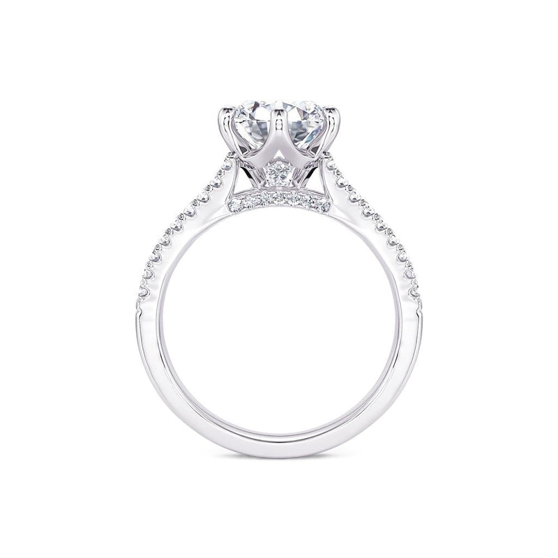 Davis Classics Sidestone Diamond Engagement Ring Setting in 18k White Gold