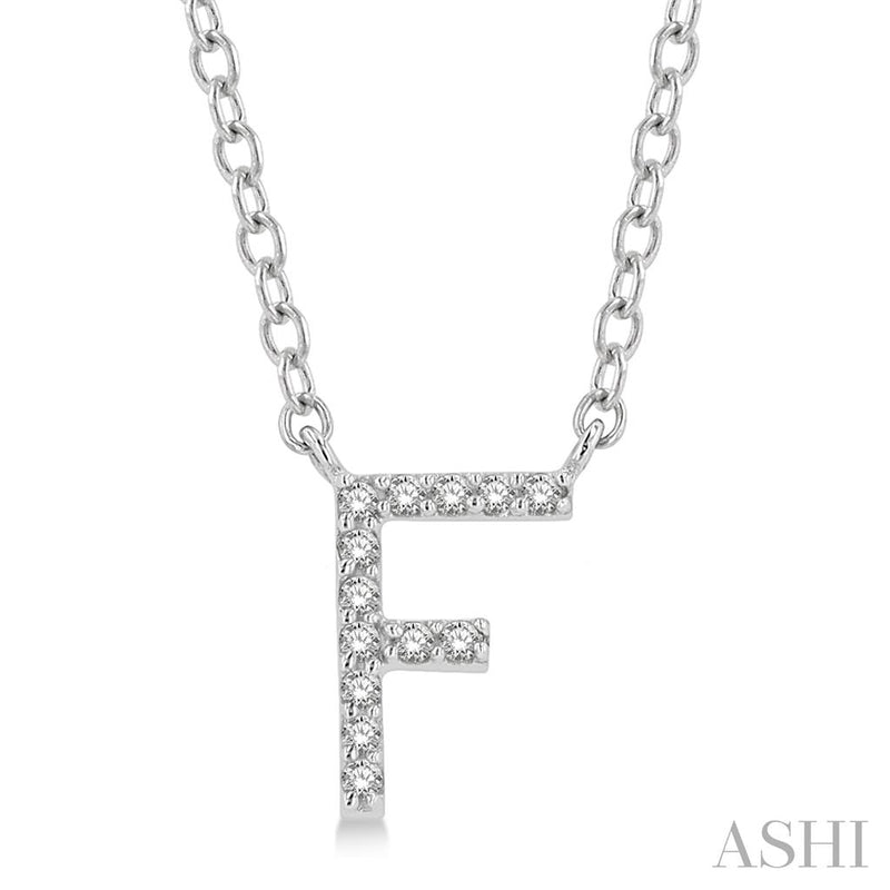 Davis Classics 14k White Gold Diamond Initial "F" Pendant Necklace