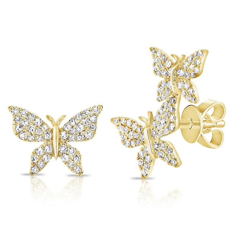 Davis Classics Diamond Novelty Stud Earrings in 14k Yellow Gold