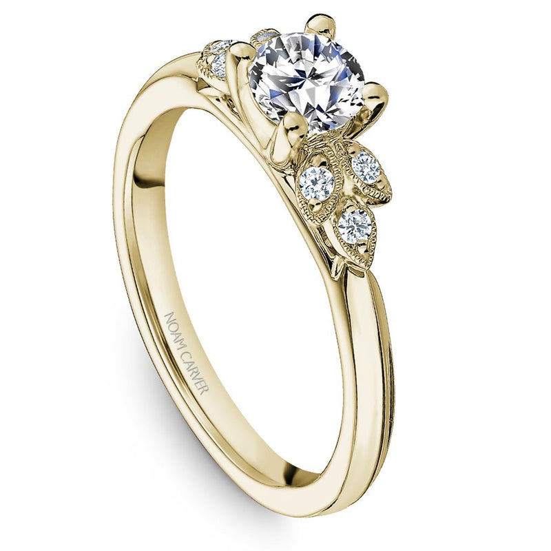 Noam Carver 14k Yellow Gold Custom Floral Diamond Engagement Ring Setting