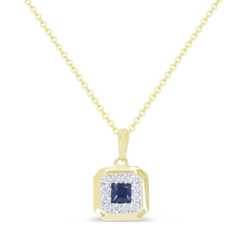 Madison L 14k Yellow Gold Blue Sapphire Halo Pendant