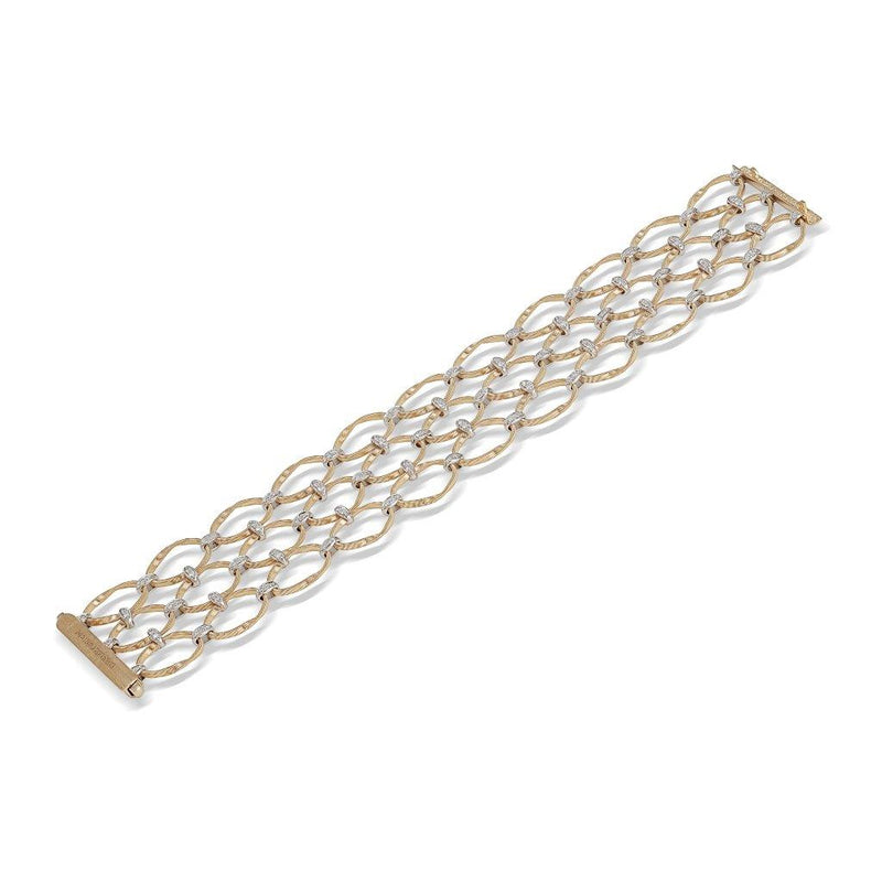 Marco Bicego Marrakech Onde Collection Three-Row Diamond Bracelet in 18K Yellow and White Gold