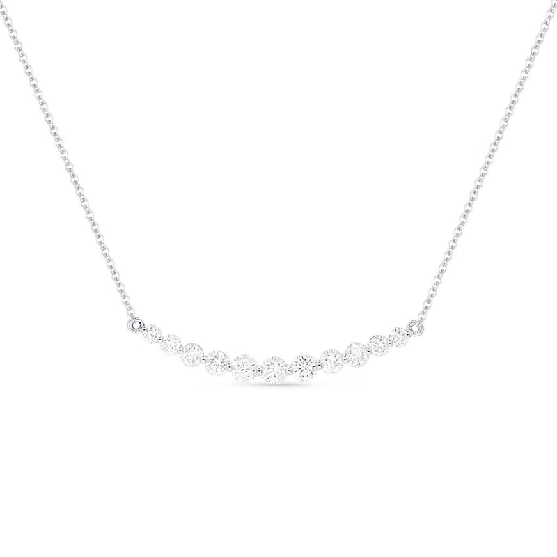 Madison L 14k White Gold Curved Bar Diamond Necklace