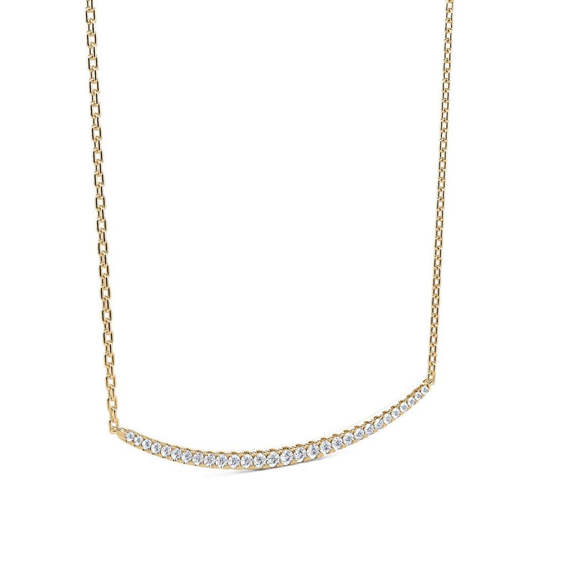 Davis Classics 14k Yellow Gold Adjustable Curved Bar Diamond Necklace