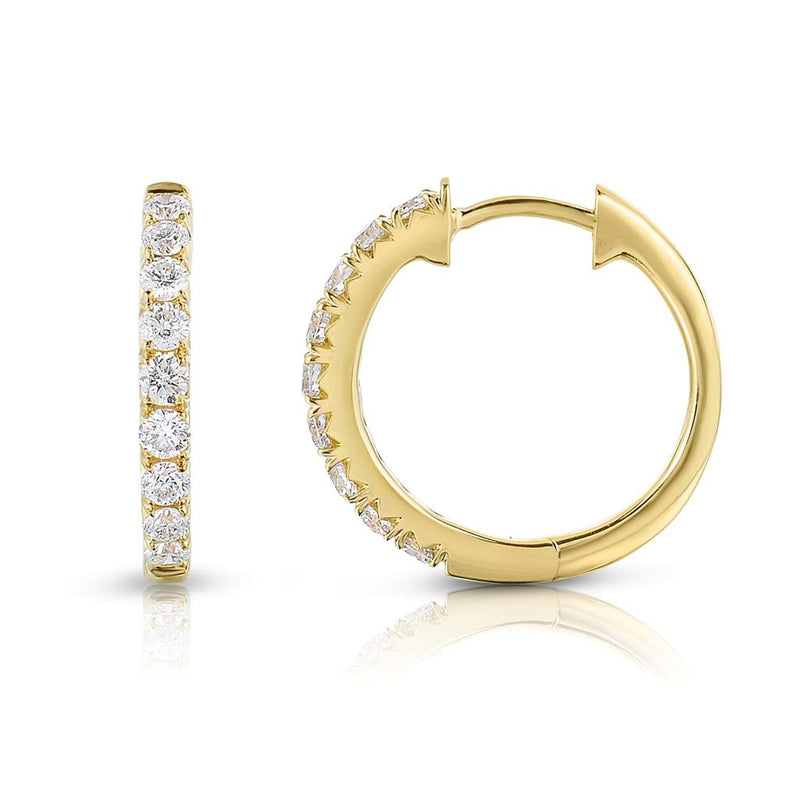 Davis Classics Diamond Hoop Earrings in 14k Yellow Gold