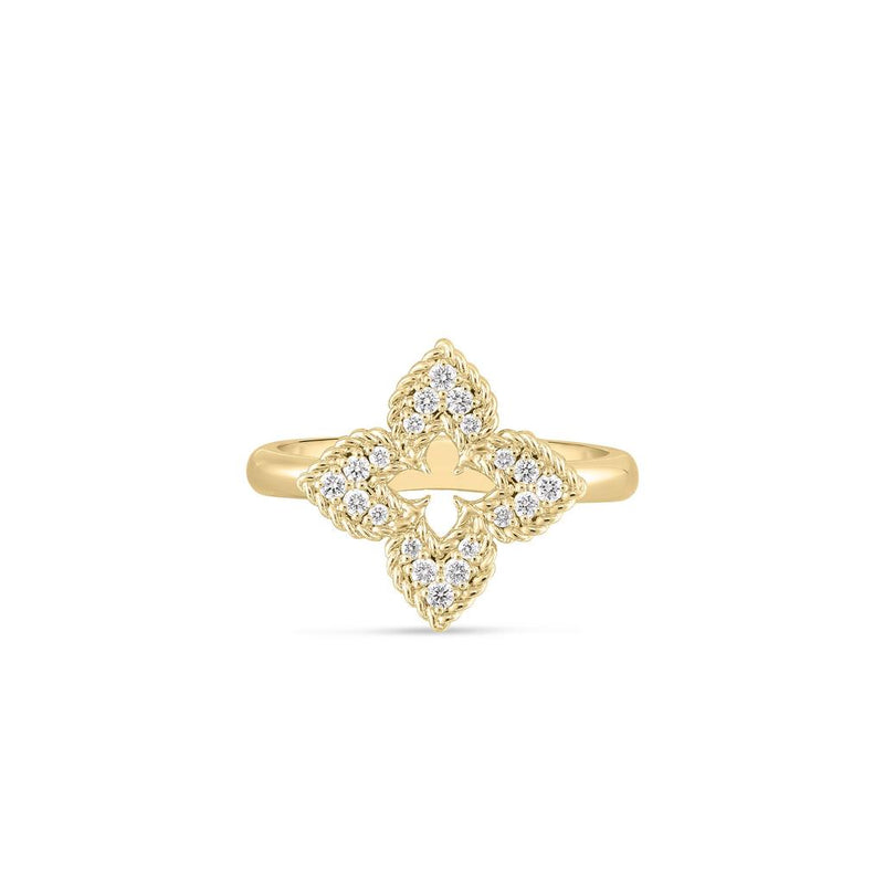 Roberto Coin 18k Yellow Gold Venetian Princess Collection Floral Open Center Diamond Ring