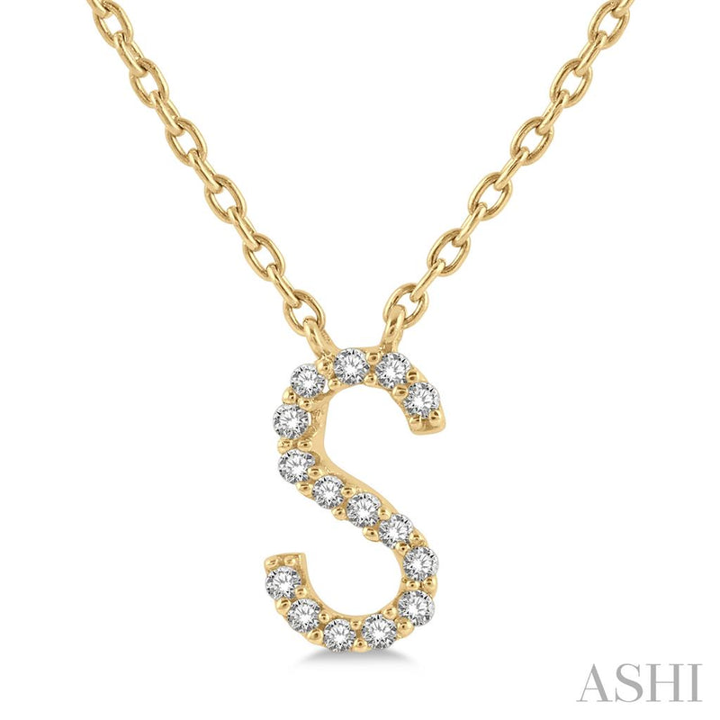 Davis Classics 14k Yellow Gold Diamond Initial "S" Pendant Necklace