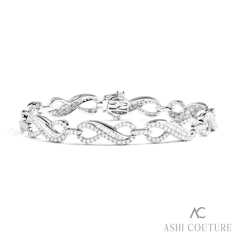 Davis Classics 18k White Gold Couture Infinity Station Diamond Bracelet