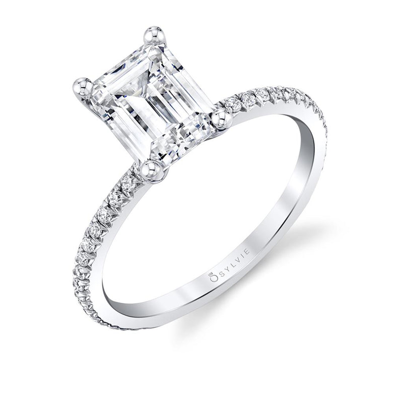 Sylvie Sidestone Diamond Engagement Ring Setting in 14k White Gold