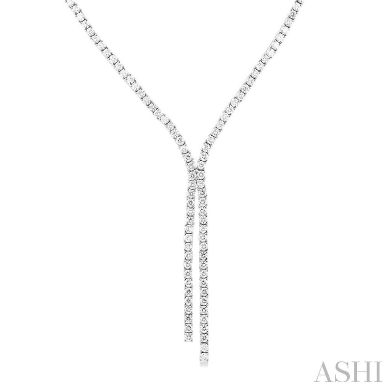 Davis Classics 14k White Gold Diamond Lariat Tennis Necklace