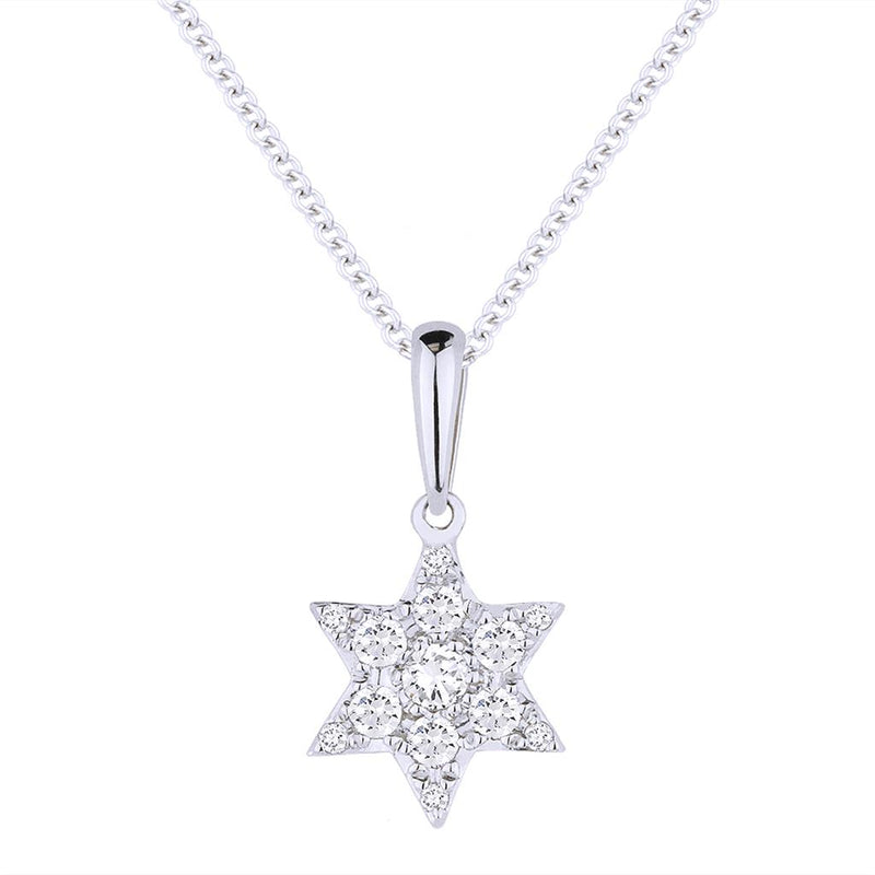 Madison L 14k White Gold Star Diamond Drop Pendant