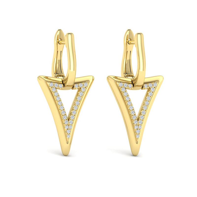 Vlora 14k Yellow Gold Miravel Collection Inverted Open Triangle Dangle Hoop Earrings