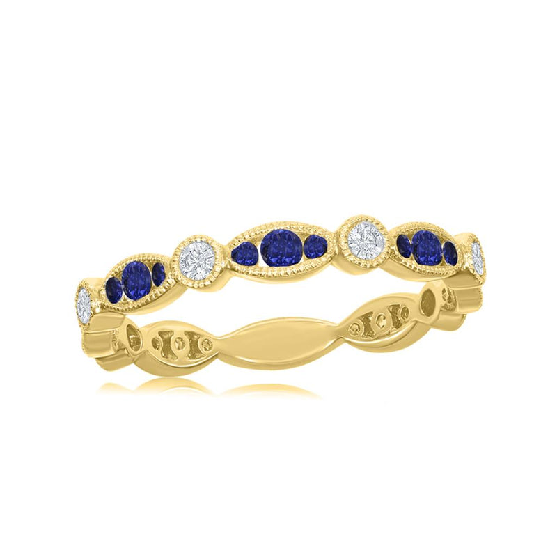 Davis Classics Sapphires and Diamonds Stackable Fashion Ring in 18k Yellow Gold