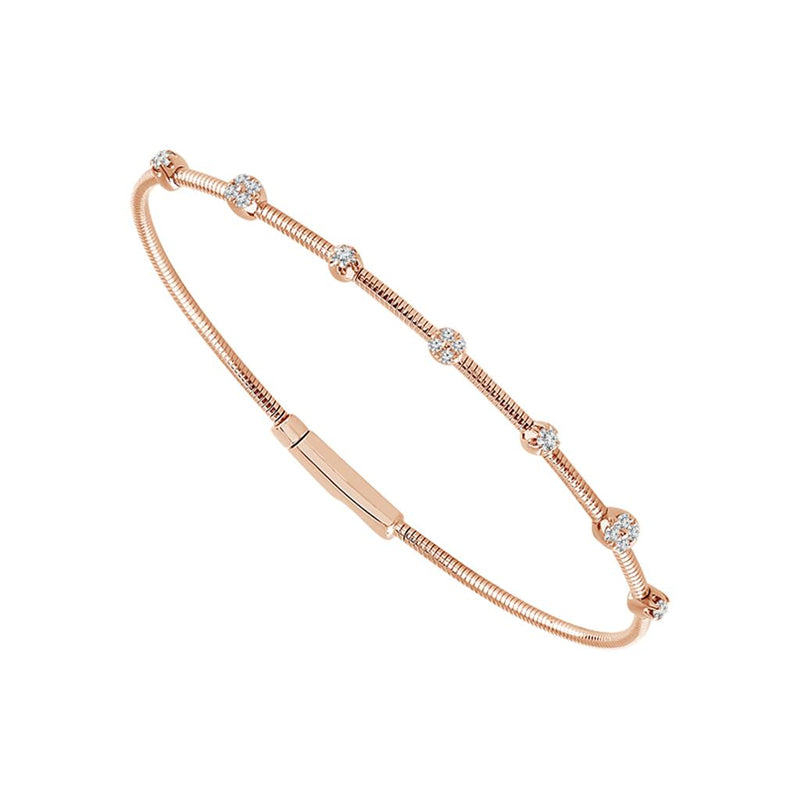 Davis Classics 14k Rose Gold and Titanium Flexie Diamond Bangle Bracelet