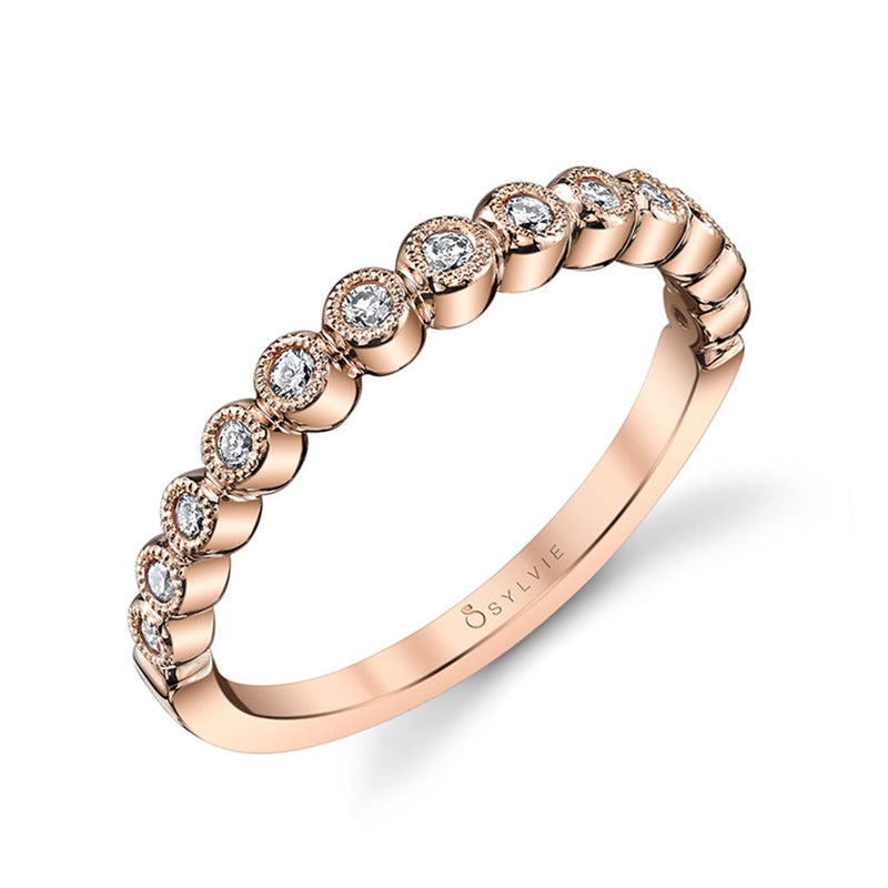 Sylvie Women's 14k Rose Gold Vintage-Inspired Stackable Diamond Band with Milgrain Detail