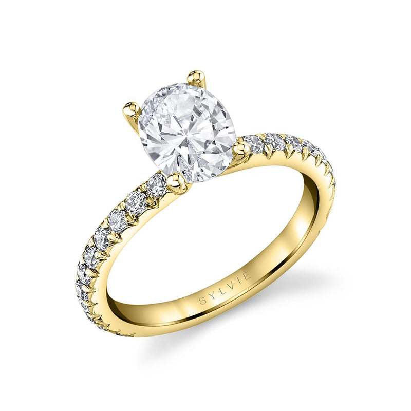 Sylvie Sidestone Diamond Engagement Ring Setting in 14k Yellow Gold