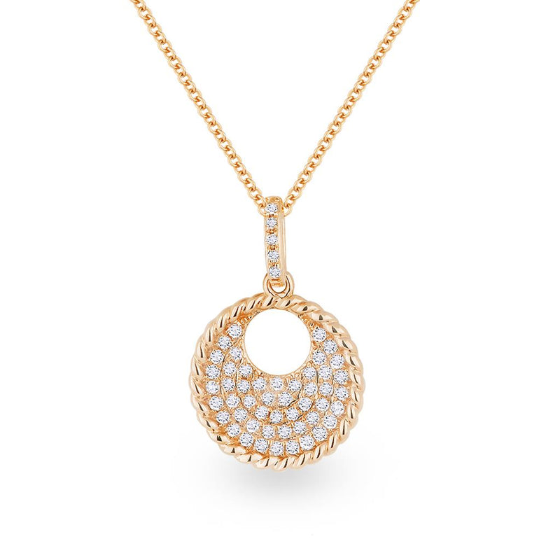 Madison L 14k Rose Gold Eclipse Design Diamond Disc Pendant