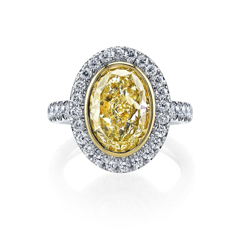 Davis Classics Proposal Ready Halo Sidestone Diamond Engagement Ring in Platinum/18k yellow gold.