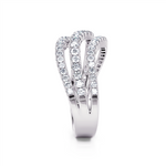 Davis Classics 14k White Gold Open Multi-Row Wave Design Diamond Fashion Band