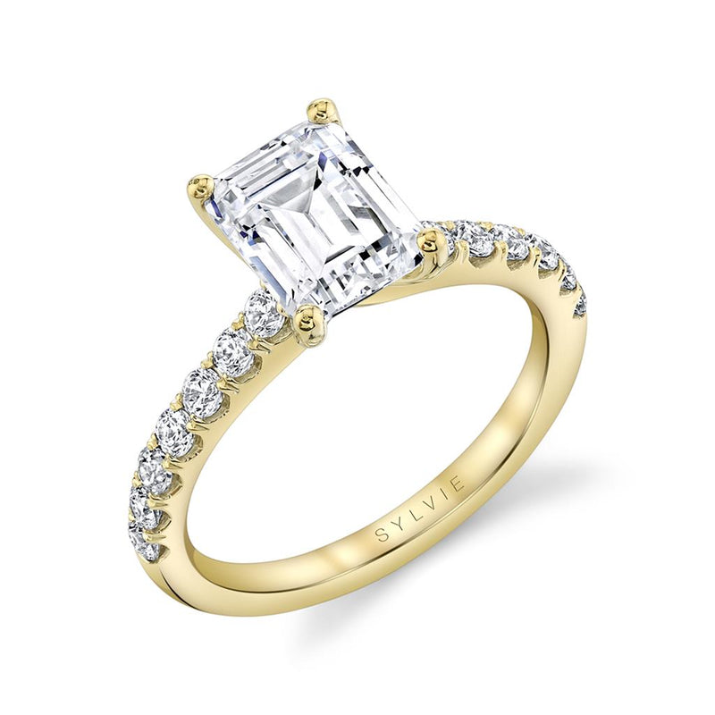 Sylvie Sidestone Diamond Engagement Ring Setting in 14k Yellow Gold