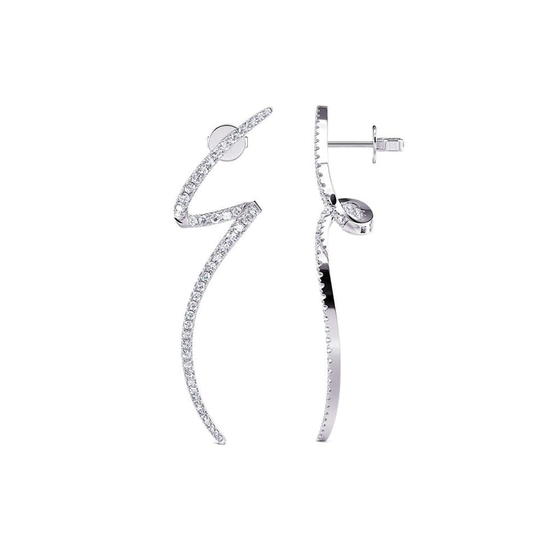 Davis Classics 14k White Gold Twist Design Diamond Earrings