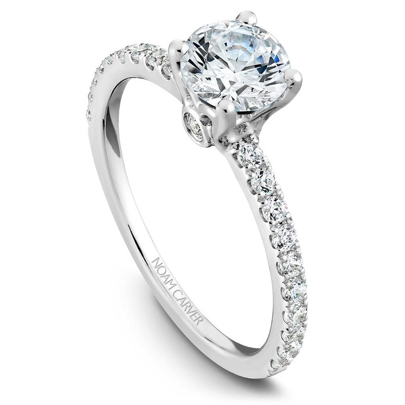 Noam Carver Sidestone Diamond Engagement Ring Setting in 14k White Gold