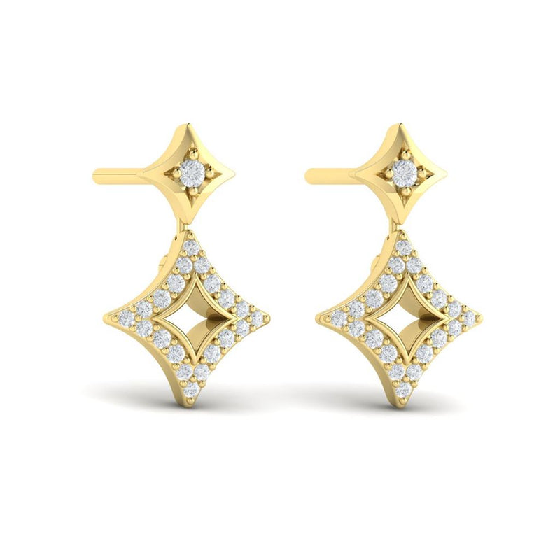 Vlora 14k Yellow Gold Estrella Diamond Collection Open Star Drop Earrings