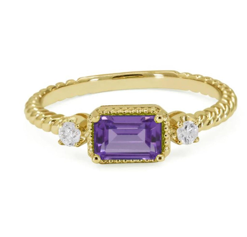 Madison L 14k Yellow Gold Stackable Fashion Ring with Amethyst