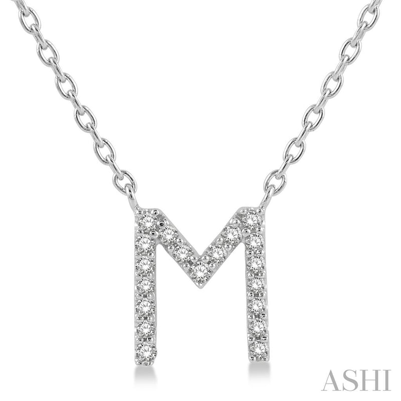 Davis Classics 14k White Gold Diamond Initial "M" Pendant Necklace