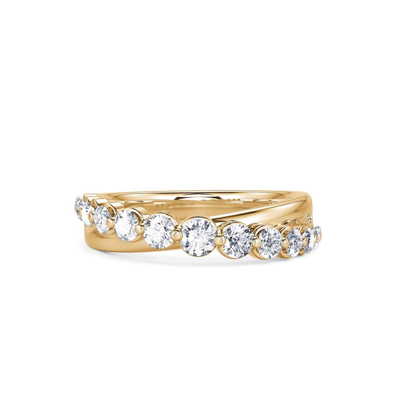 Davis Classics Women's 14k Yellow Gold Crossover Design Diamond Band