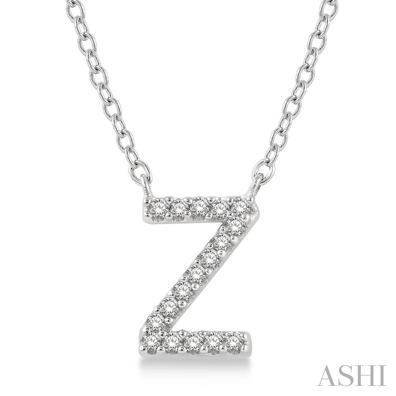 Davis Classics 14k White Gold Diamond Initial "Z" Pendant Necklace