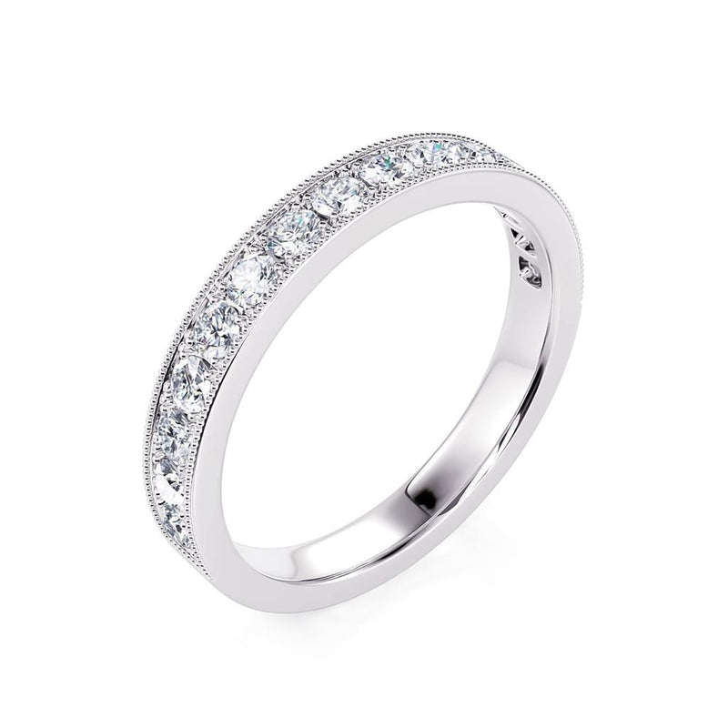 Davis Classics Women's 14k White Gold Diamond Band with Milgrain Detail