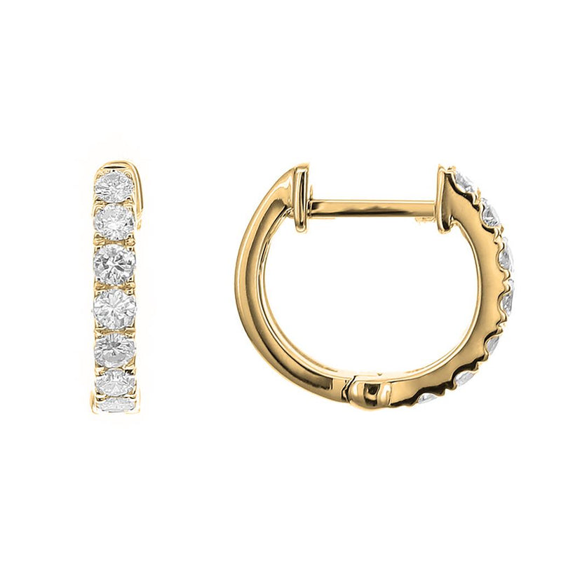 Davis Classics Diamond Hoop Earrings in 18k Yellow Gold