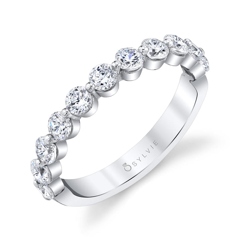 Sylvie Women's Classic Diamond Wedding Band in 14k White Gold