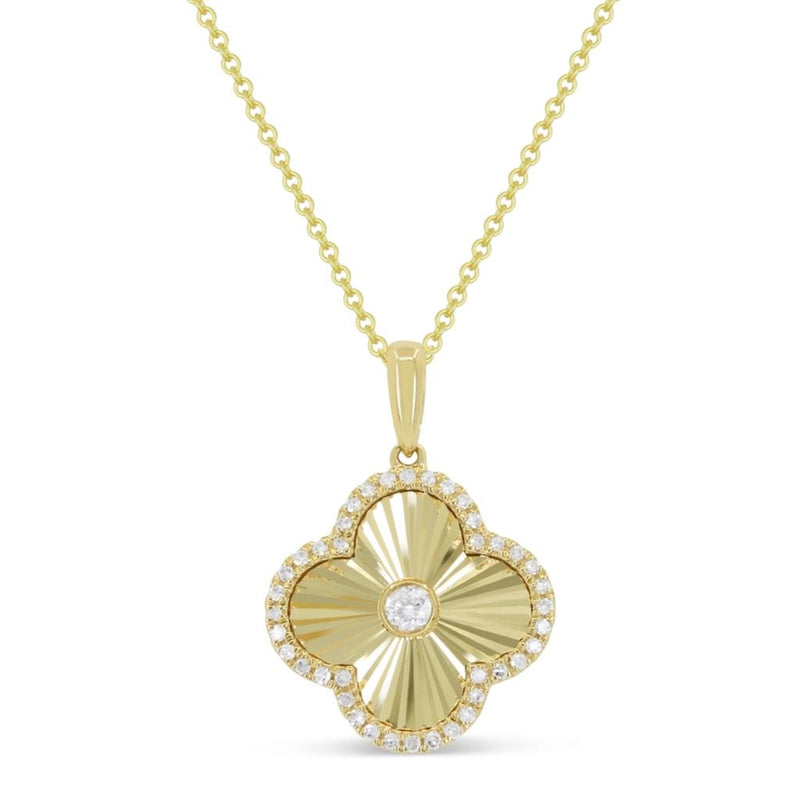 Madison L 14k Yellow Gold Clover Design Diamond Pendant