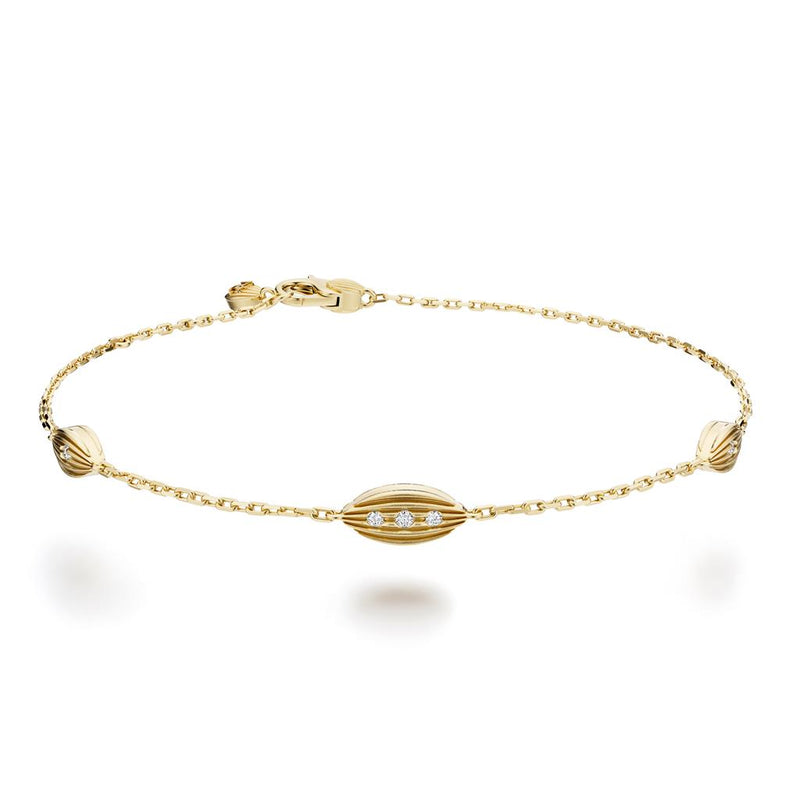 Noam Carver 14k Yellow Gold Rae Collection Frosted Diamond Station Bracelet