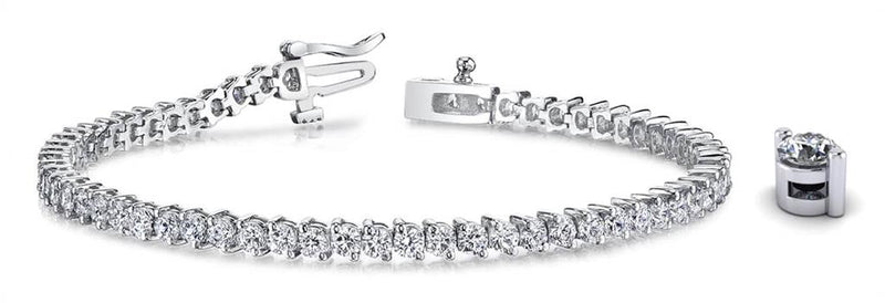 Davis Classics 14k White Gold 7" Straight Line Diamond Tennis Bracelet