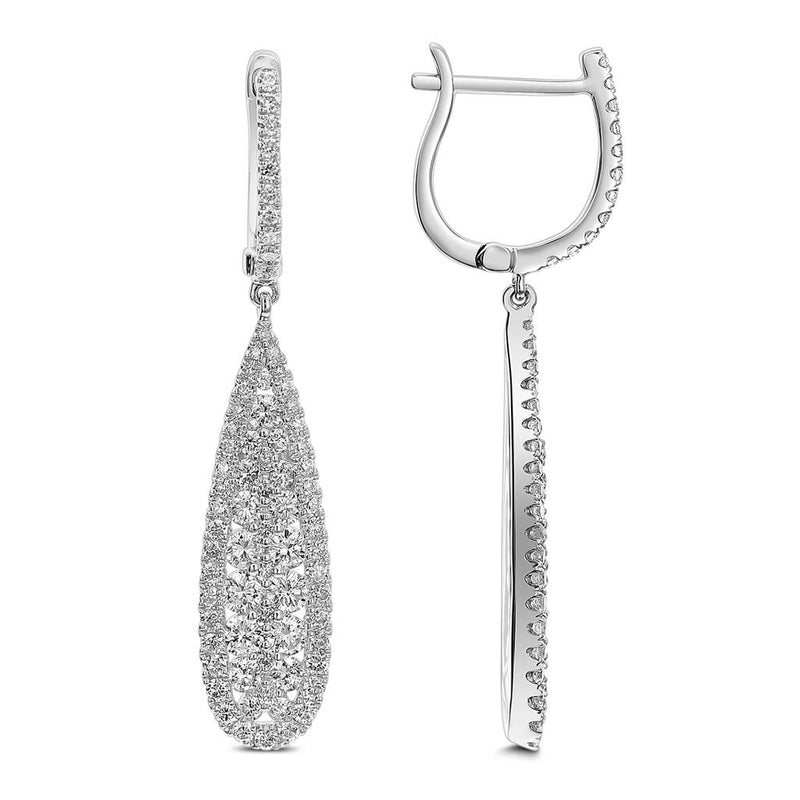 Davis Classics Diamond Dangle Earrings in 18k White Gold