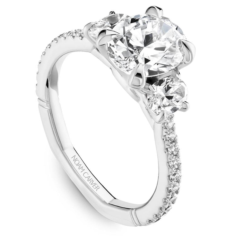 Noam Carver 14k White Gold Atelier Collection Three Stone Style Engagement Ring Setting