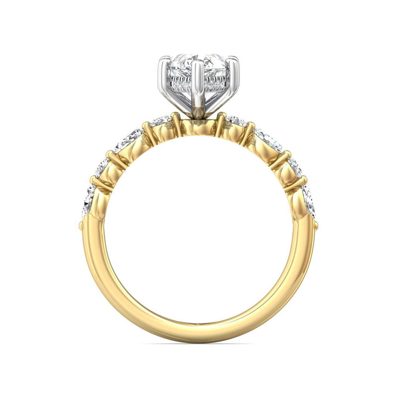 Martin Flyer Marquise Diamond Engagement Ring Setting in 14k White & Yellow Gold