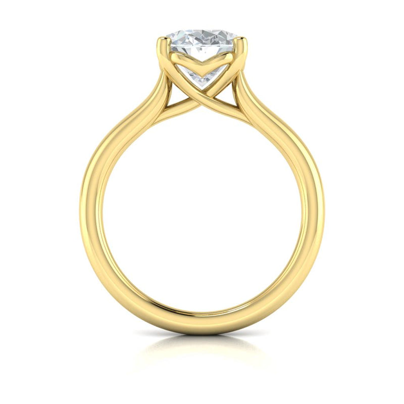 Vlora 14k Yellow Gold Solitaire Collection Tapered Trellis Oval Diamond Engagement Ring Setting