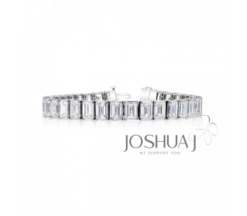 Davis Classics Platinum Emerald-Cut Diamond Bracelet