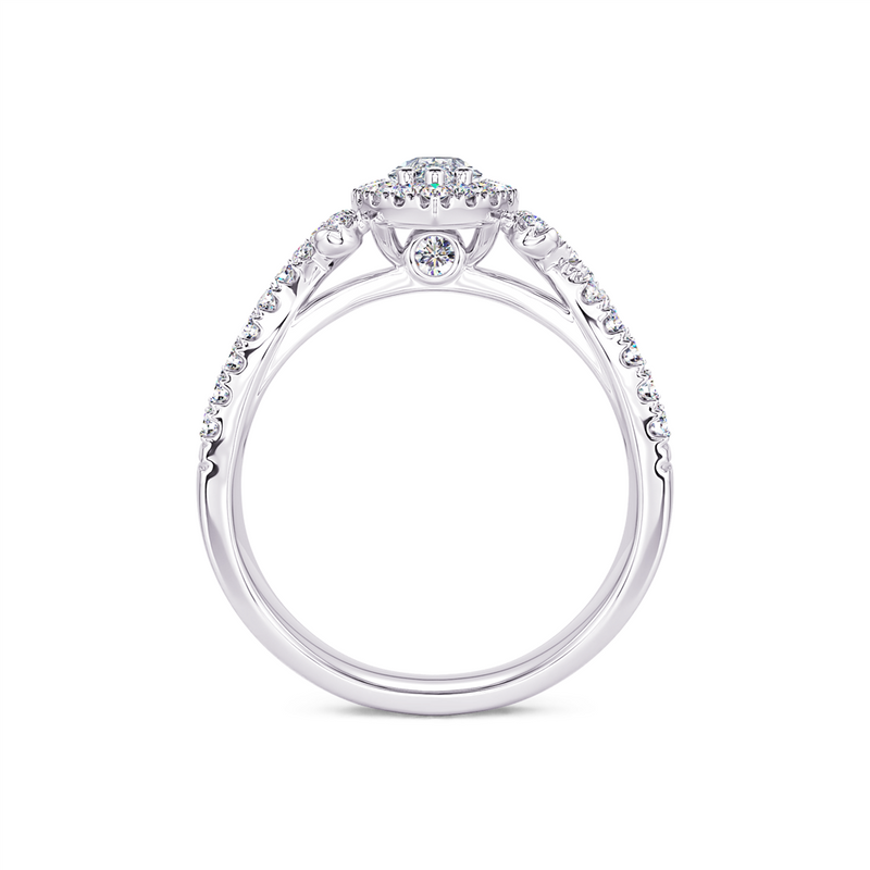 Davis Classics 14k White Gold Marquise Halo Design Proposal-Ready Engagement Ring