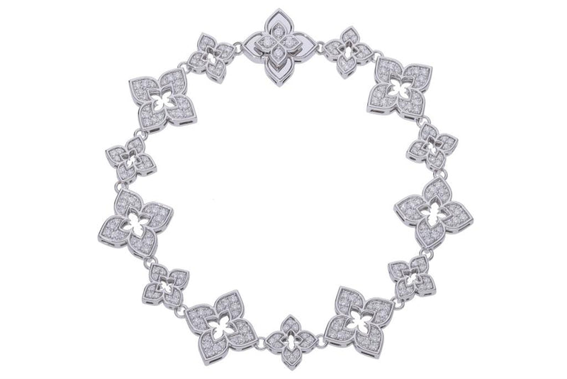 Roberto Coin 18k White Gold Venetian Princess Open Center Floral Diamond Bracelet